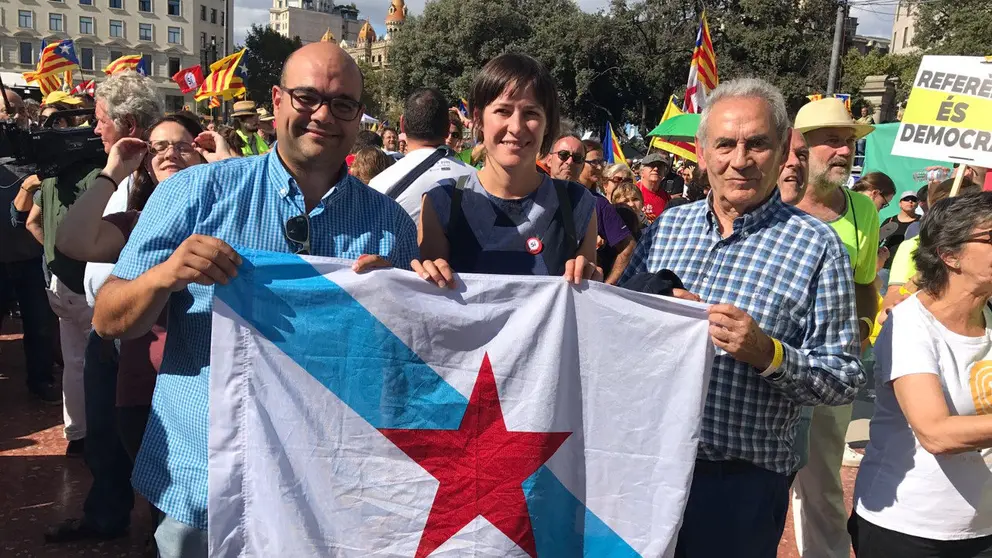 Rub&eacute;n Cela, Ana Pont&oacute;n e Camilo Nogueira na Diada 2017